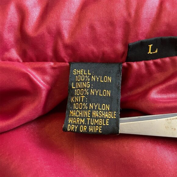 Vintage IZOD Lacoste Red Nylon Bomber Jacket Zip Front Crocodile Logo Size L - Picture 12 of 12